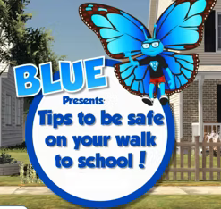 blue butterfly with text