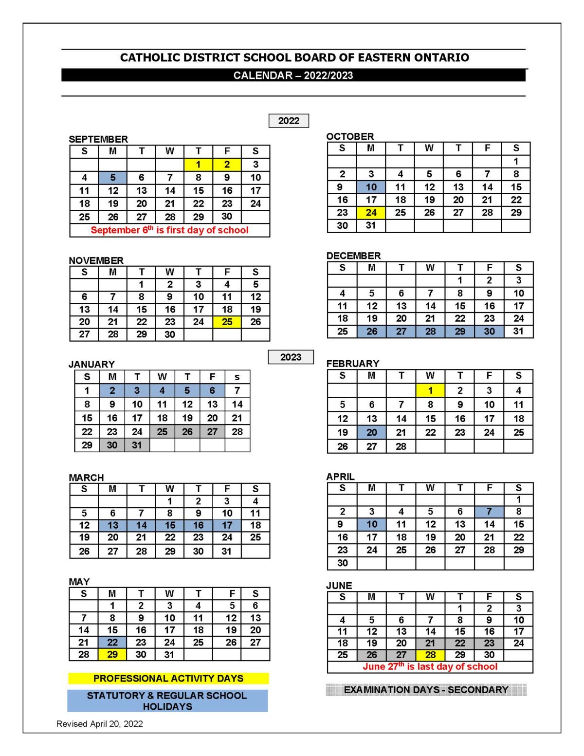 School Calendars – Student Transportation of Eastern Ontario